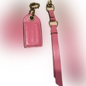 COACH LEATHER STRAP BRASS BALL CHAIN KEYFOB CHARM KEYCHAIN HANGTAG ZIPPER PULL